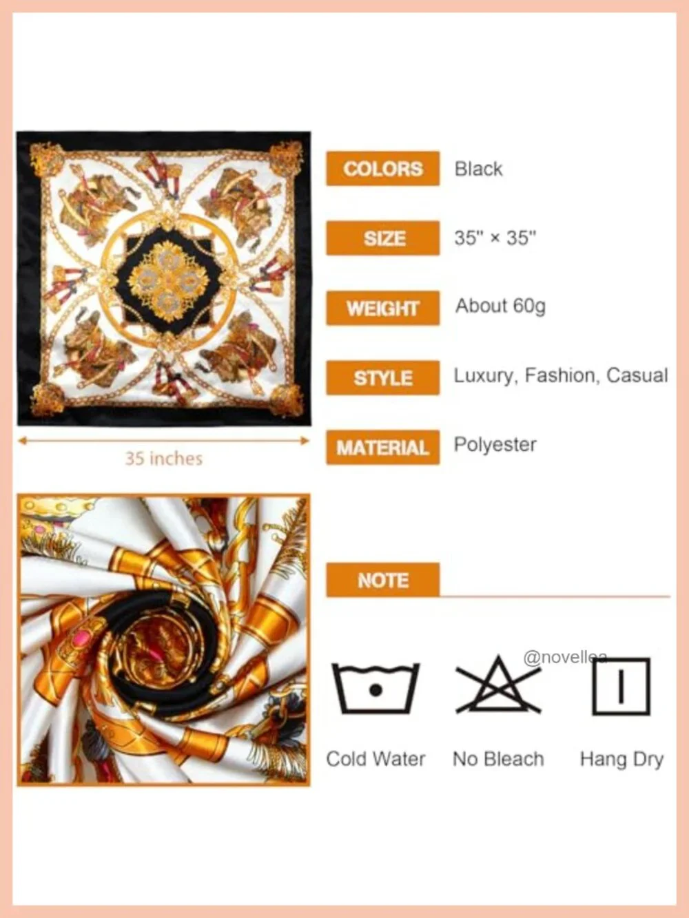 4 Pack 35 Inch Satin Hair Scarves Square Bandanas for Women